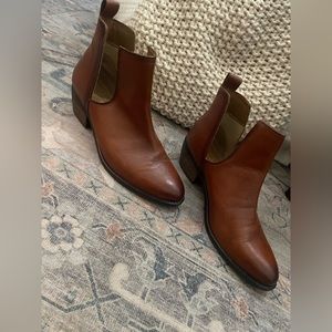 Journee Signature Brigitte Women's Genuine Leather Ankle Boots cognac